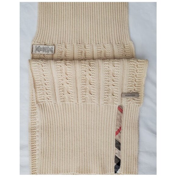 Burberry Authentic Wool/Cashmere Scarf Chunky Oversize Cable Knit Unisex 13 x 86 - Picture 12 of 16